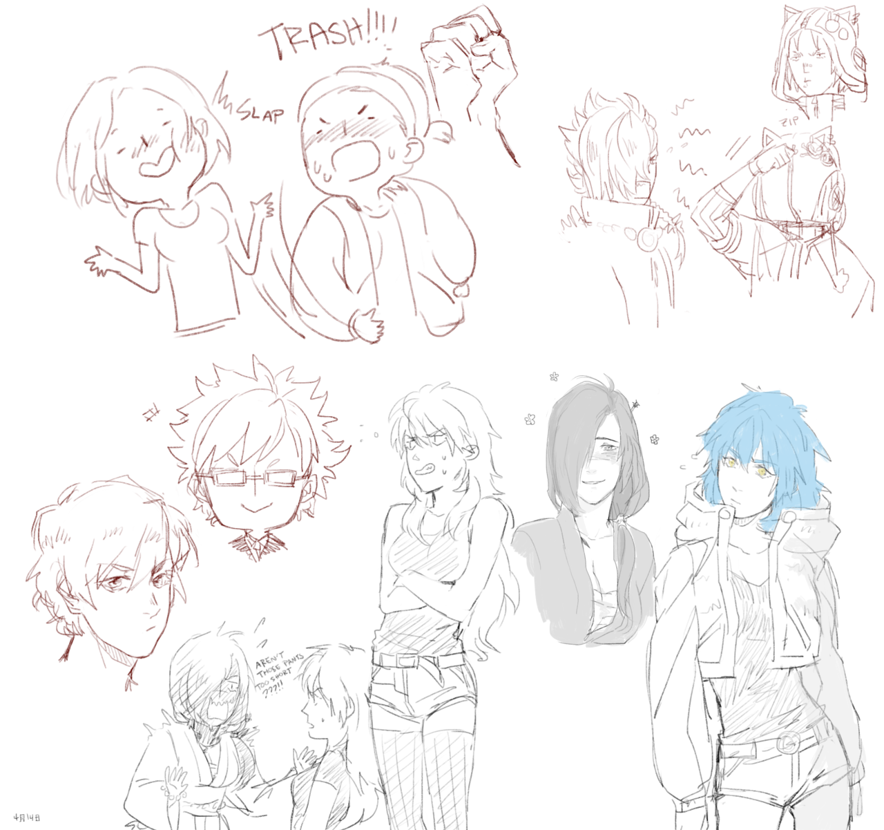 johnnybooboo:  doodles from the stream ft. me slapping marije princess trash in the