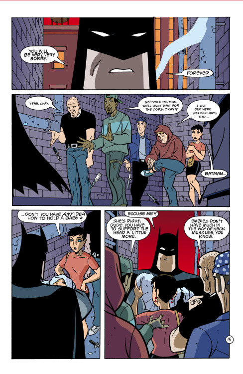teapotsahoy:  teland:wcreaf:zatannawayne:You will be very, very sorry…. Forever.Gotham Adventures #26This should be the new “is your Batman remotely like Batman” test. Can your version of Batman be caring enough to hold and care for a small child,