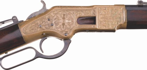 peashooter85: Engraved Winchester Model 1866 lever action rifle from Rock Island Auctions 