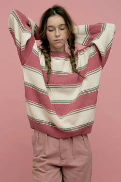 ryeou:  sculptor, thick + thin stripe knit