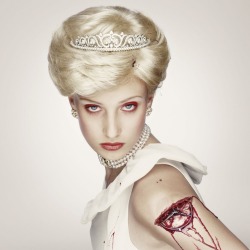 strangelfreak:  Erwin Olaf - Royal Blood Olaf’s Royal Blood series, which includes the Diana look-a-like picture, attempts to stir debate about public fascination with fame and violence by using blond models to portray celebrities who met a violent