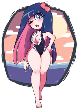 inustar:Stocking Anarchy commission ✨✨With a personalized swimsuit~  ;9