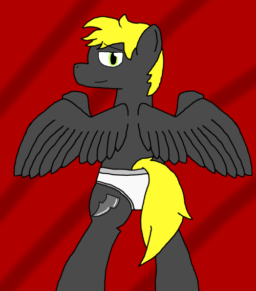draxton:  I drew a Fuze pony. Yay! So if you remember, I got a request from Fuzebox the other day, and because it was so amazing, I wanted to return the favor by drawing his pony for him. This is my first time really attempting wings and underwear so
