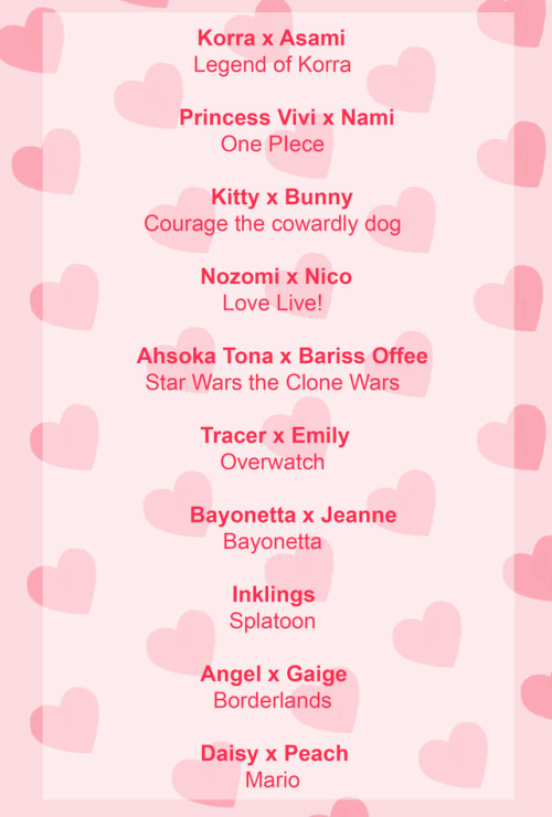 Here is the list of couples featured in the zine! Pre order here: http://girlslovezine.storenvy.com/