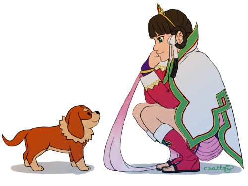 gramophoneturtle: Shah’do and Rayfa from Ace Attorney 6, Spirit of Justice! (All design references are straight from the concept art, ha ha. No way I could draw that dog otherwise.) Just a heads up, (it’s been two months but still,) I have the good