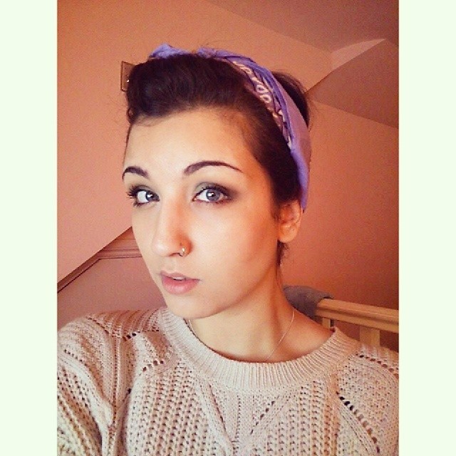 Got this bandana so I can hide while my hair grows :)   #selfie #me #lilac #bandana