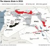 The Islamic State in 2015: Territory controlled, lost, and gained.