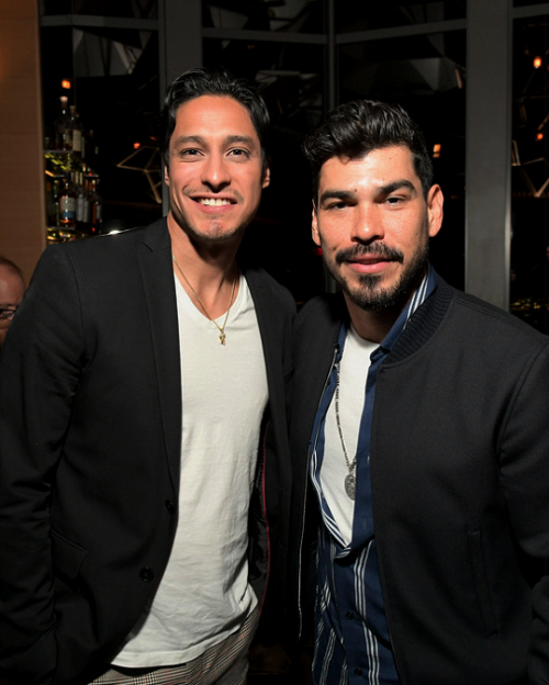 Raúl Castillo with Chelsea Rendon and Carlos Miranda at the Starz 2019 Winter TCA All-Star Af