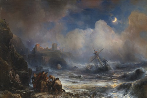 laclefdescoeurs:Naufrage de l'un des Vaisseaux de l'Armada Espagnole sur la côte, 1849, Th&eac