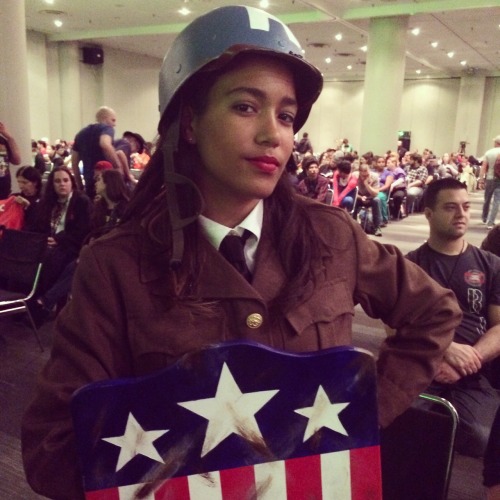 miistyeyeofthemountain:Peggy stole Cap’s hat and shield If anyone took a picture of or with me, ple