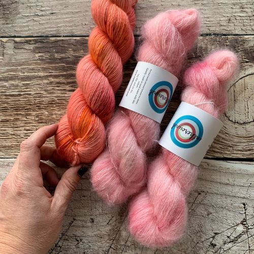 Blood Orange on Plush Single paired with Blush on Mohair + Silk…. don’t mind if I do! These c