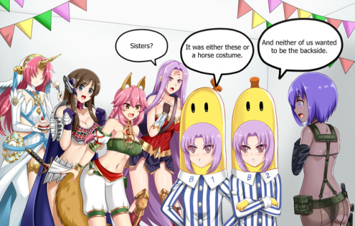 This commission from AkkusuRaikan It features Stheno and Euryale as a B1 and B2 from Bananas in Pyja