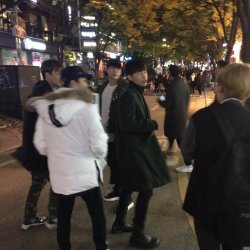 lucky7infinite:  161110 Sunggyu, CEO-nim, Sungyeol and Minseok were spotted in Hongdae  Credit: goes to the owner 