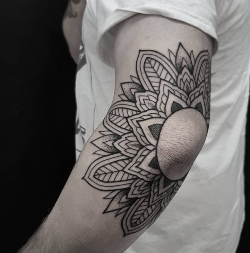 Elbow mandala | Elbow tattoos, Tattoos, Tattoo artists