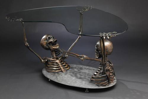 thebibliosphere: hufflepuffianrogue: overheal: asylum-art-2: Skeleton Coffee Table by Skelemental&nb