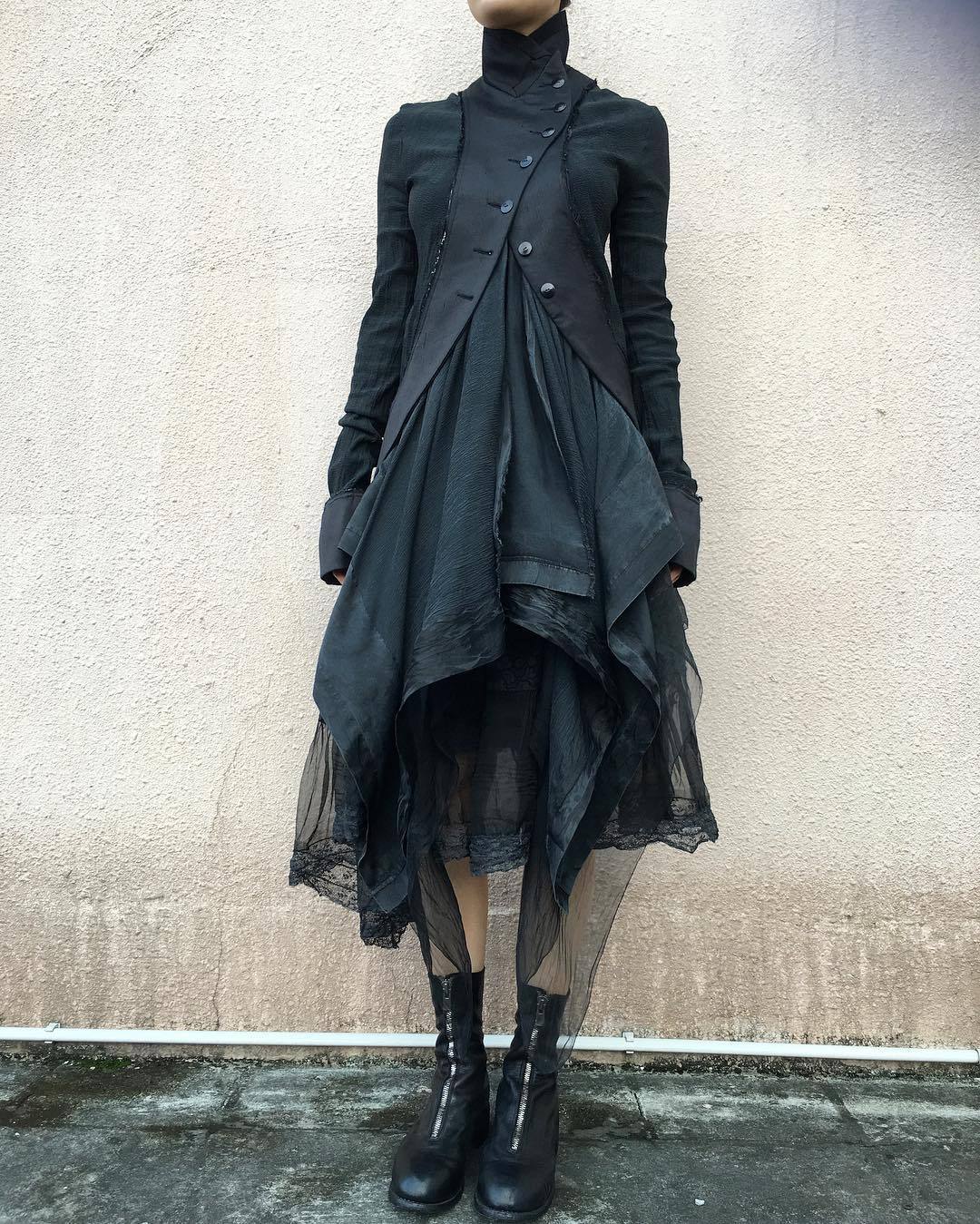 missing-light:   inkclothing  Marc Le Bihan | Double Layers Jacket And Skirt Guidi