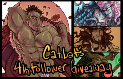 catbatart:  4K FOLLOWER GIVEAWAY! About that time again, guys!  Thank you all so so so much for your support. I’ll be honest, I love doing giveaways. Gift-giving is how I express thanks, and I can’t think of many people who deserve thanks more than