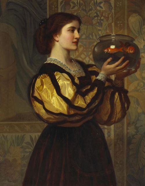 The Goldfish Bowl, Charles Edward Perugini, oil on canvas, circa 1870