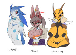 oh-jiji:  these are probably gonna be all the types of non humans i use for the game (most likely)