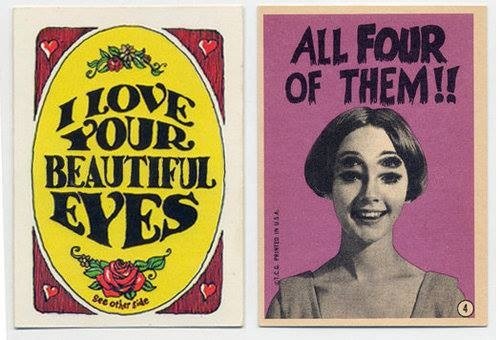 blackwidowspiderfrommars:1960s Topps Monster greeting cards.