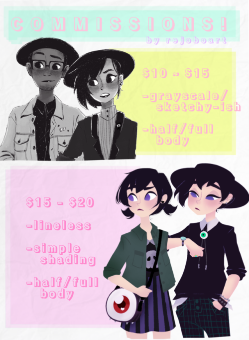 rejoboart: ★Hey Commissions! Character Commissions!★ Some Other Stuff: Will Draw! Original Character
