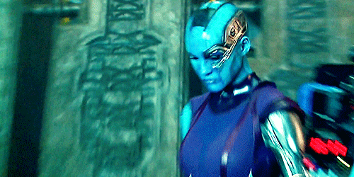 :  Karen Gillan as Nebula in a behind the scenes look of Guardians of the Galaxy.