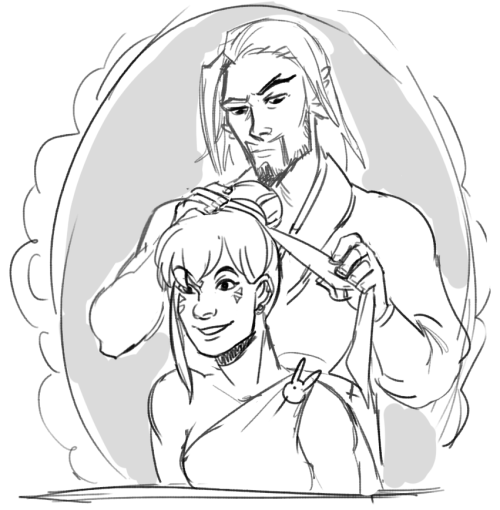 venomines:i like those fics and art where hanzo is nice to hana TT^TT