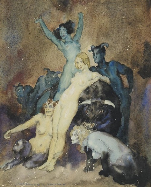 enchantedbook:“The Keepers of the Bull”, 1937 Norman Lindsay