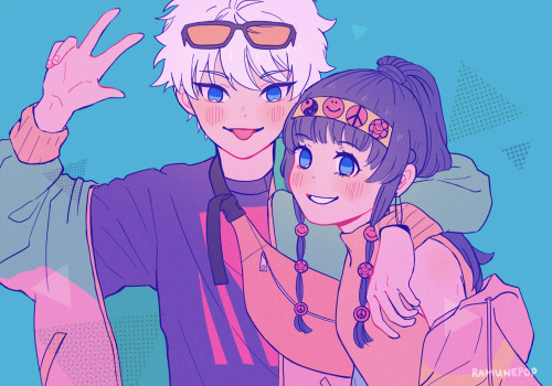 ramunepop:Killua & Alluka in that ‘70s style