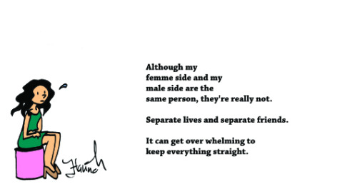 Being a Femme-Male can be complicated &hellip;“Although my femme-side and my male-side are the same 