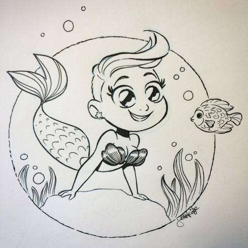 A Mermaid Moment #MerMay #sketchbook #ink #mermaidsofinstagram