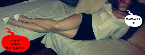 Two days ago, this my girlfriend before I tied her ankles and knees with the big black tape&hell