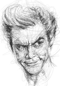 escapekit:  Jim Carrey PortraitsArtist Vince Low pays homage to Jim Carrey’s masterful acting abilities with a series of nine black and white portraits. Captured in energetic scribble-style, they’re a faithful representations of some of Carrey’s