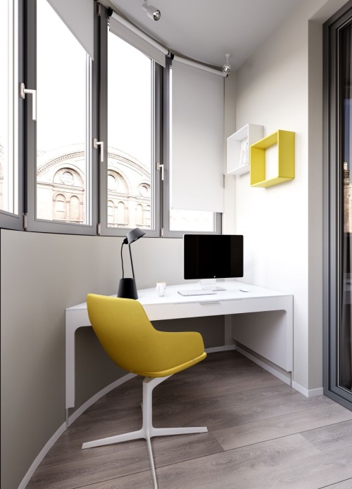 Creative use of this oddly shaped nook.  Completely designed to maximize the space with an inte
