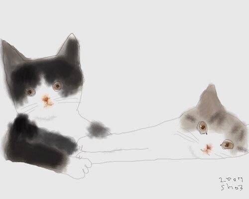 wonderlartcafe:Cats by Shozo Ozaki