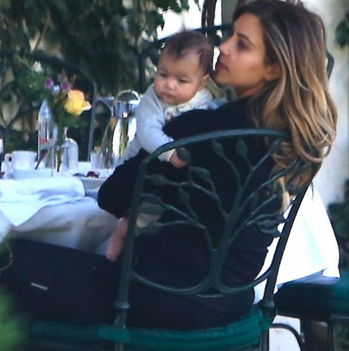 kimkardashianfashionstyle:  November 7, 2013 - Kim and North having lunch in Santa Barbara. 