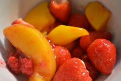 beyondthemedusacascade:  Peaches, strawberries