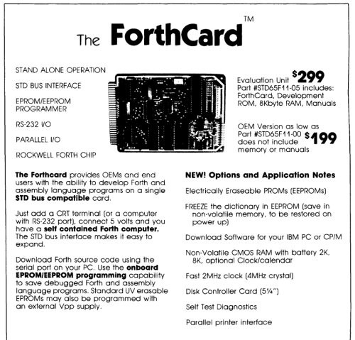 Check out this cool FORTH industry rag, published by the FORTH Interest Group in 1985 [link].FORTH i