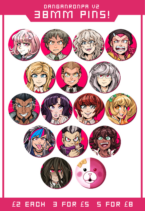 MY DANGANRONPA V2 BADGES ARE NOW ON SALE I&rsquo;m very excited to share these! I sincerely hope you