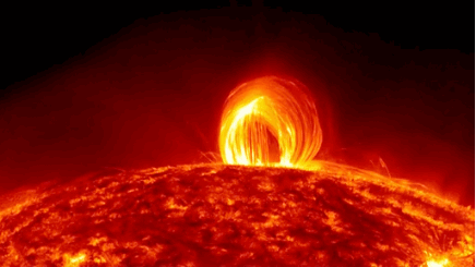mildlyamused:Solar Flare Bursts Into Fiery Rain Over The SunOn the 19th of July a solar flare burst 