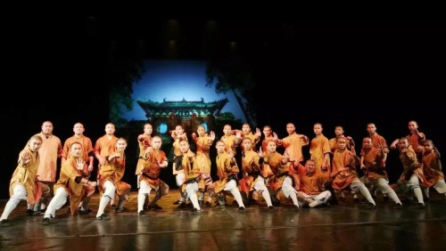 Shaolin warrior monks traveling with Kungfu show in Saint Petersburg Russia.The first of November,