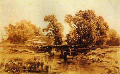 Bridge over a Brook, 1870, Fyodor VasilyevMedium: sepia,paper