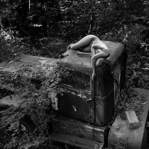 Optimus slumbers #abandoned #blackandwhite #blackandwhitephotography #implied #impliednude #woods #n