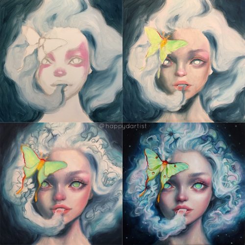 I was digging through my old hard drive and found these WIP photos of my 2016 oil painting, “Whisper