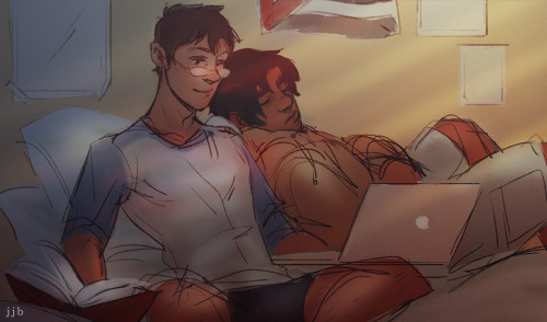 jasjuliet:Hanceome Week, Day Three: College AU || Hunk wakes up worried and still feeling sick the m
