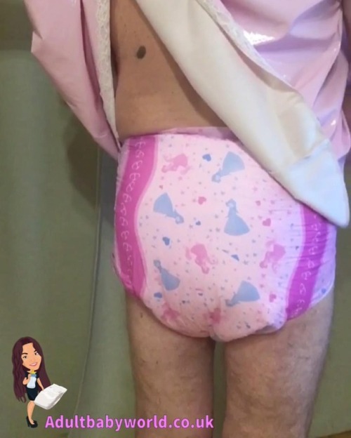#ABDL Phoebe was wearing 2 princess pink #adultdiaper under her #plastic #sissybaby dress at the #ab