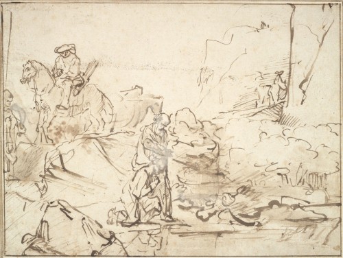 Baptism of the Eunuch, Rembrandt Harmensz. van Rijn, 17th century, Harvard Art Museums: DrawingsHarv