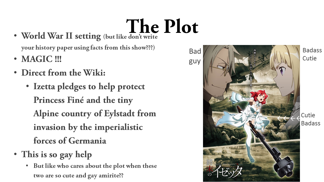 thefingerfuckingfemalefury:  kanamarii:  Pls watch Shuumatsu no Izetta (click for