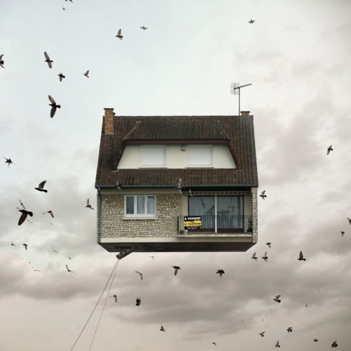 theonlymagicleftisart:“Flying Houses” surreal photography by Laurent Chehere