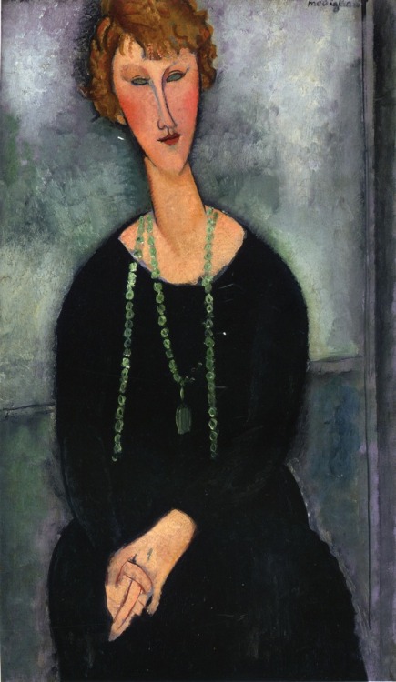 Woman with a Green Necklace (Madame Menier), 1918, Amedeo ModiglianiMedium: oil,canvas